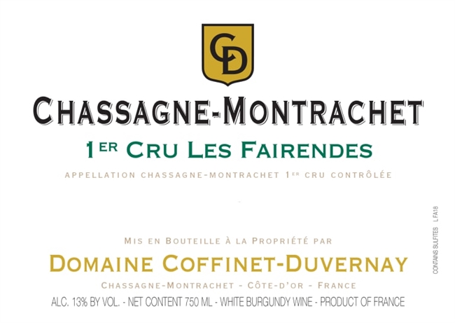 2020 Chassagne-Montrachet 1er Cru Blanc, Les Fairendes, Domaine Coffinet-Duvernay
